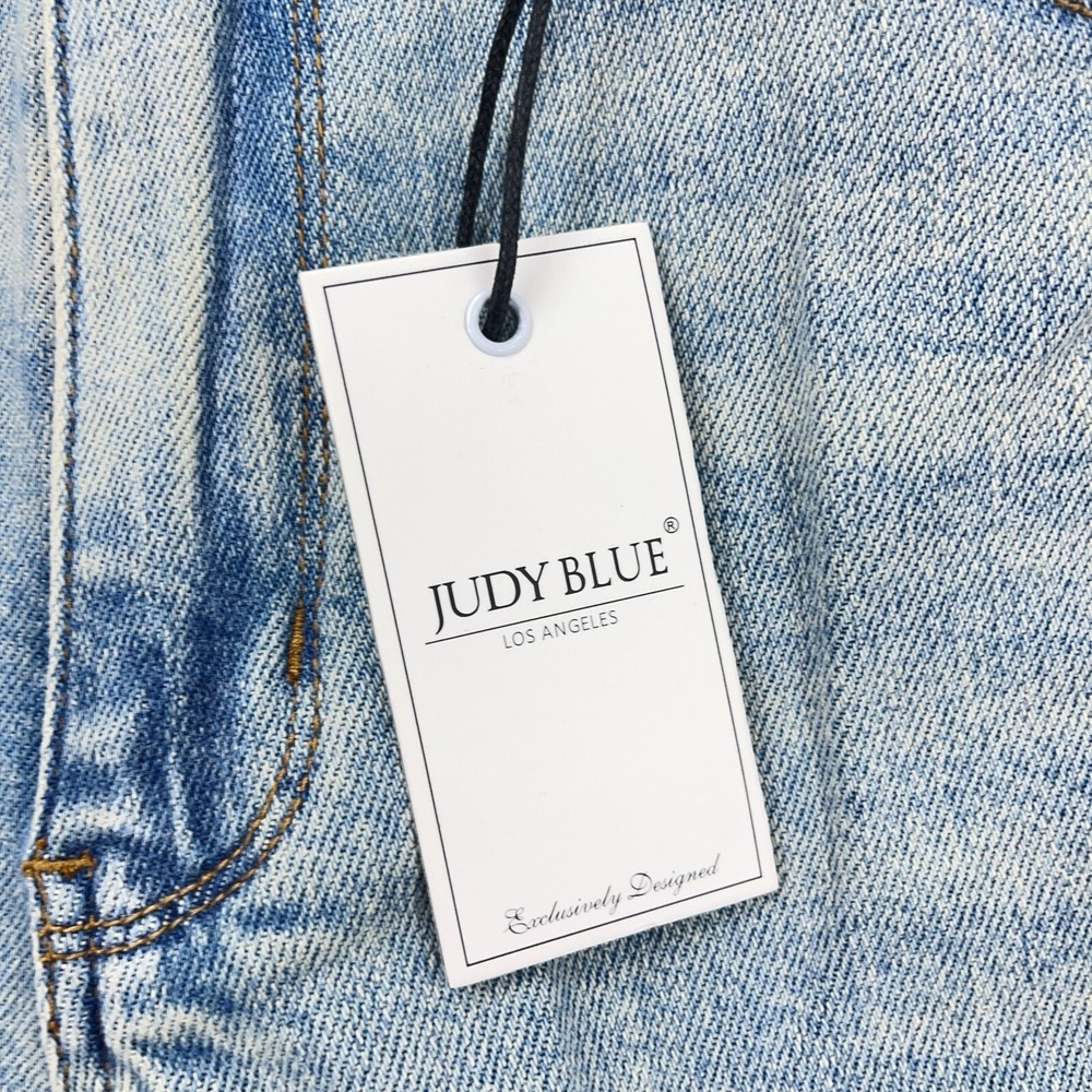 Judy Blue Jeans Women 16W Straight Leg High Waist Light Wash Distressed Holes - Picture 6 of 16